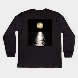 moon ocean calm view Kids Long Sleeve T-Shirt